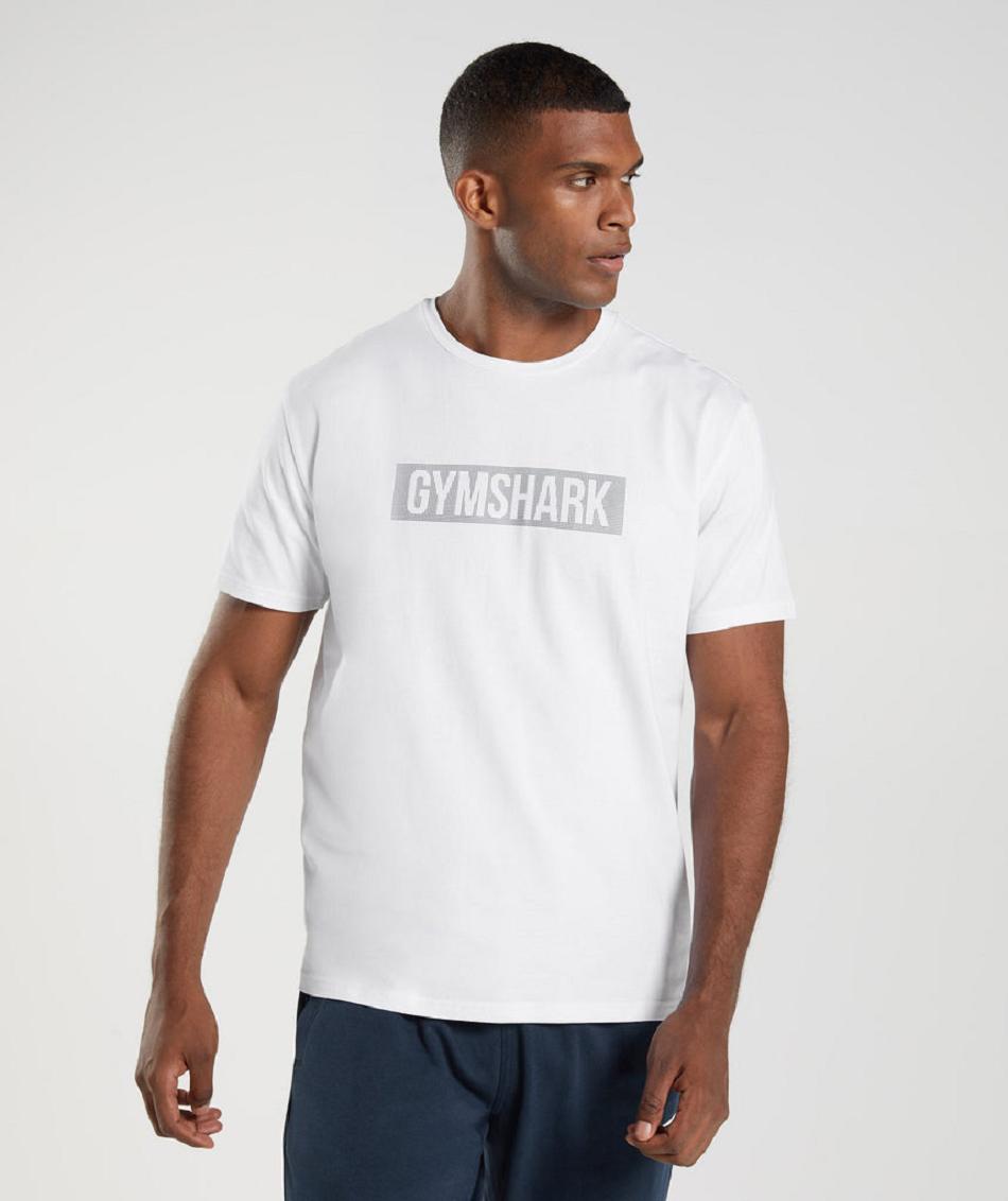 T Shirts Gymshark Block Hombre Blancas | CO 3307SGL